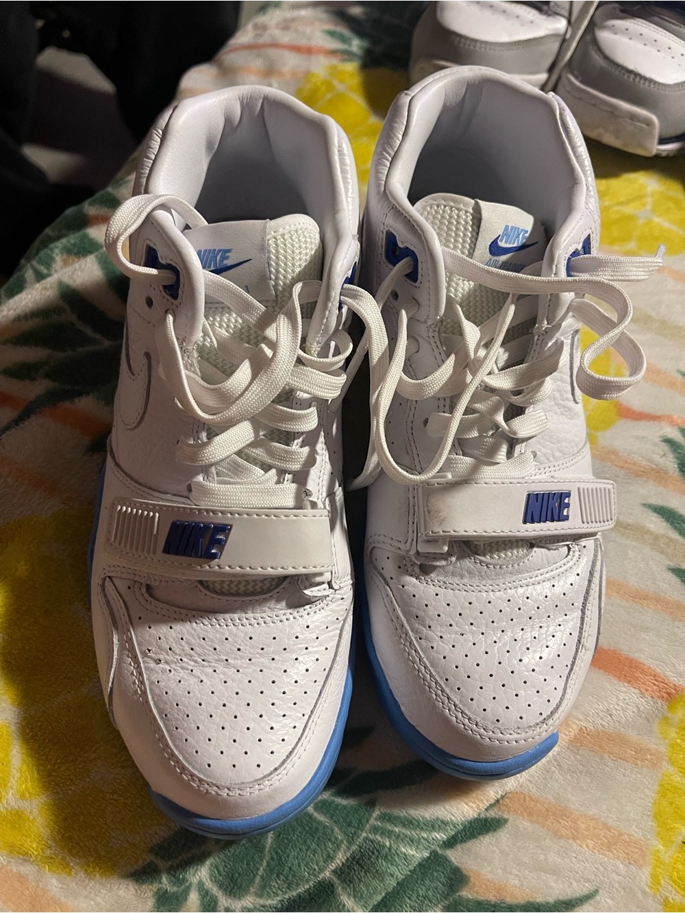 Nike Kids White Sneakers with Blue Accents